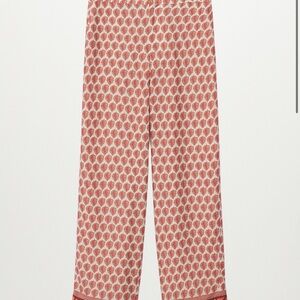 Red Patterned Wide-Leg Pants